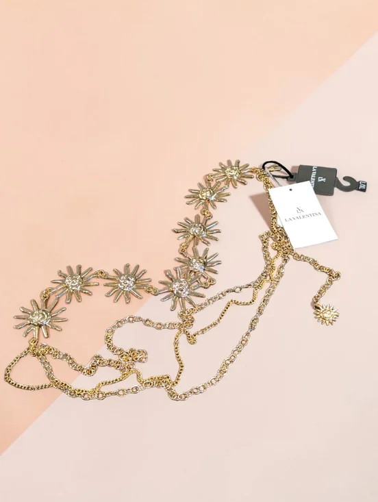 Boho Sunburst Chain Belt Celestial Gold Layered Festival Western Coachella NWT - Picture 5 of 11